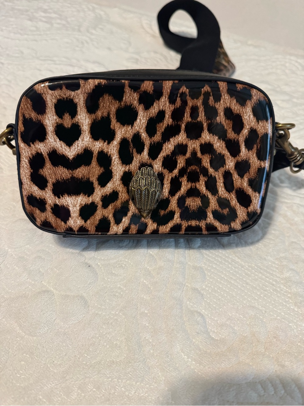Kurt Geiger Leopard Print Crossbody in Black and Brown - Picture 5 of 6